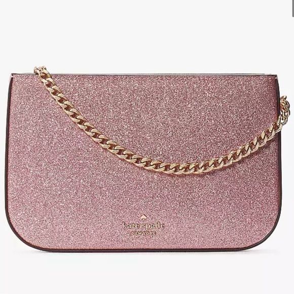 Kate Spade Glimmer Glitter Pochette Pink Handbag Purse - Picture 1 of 8